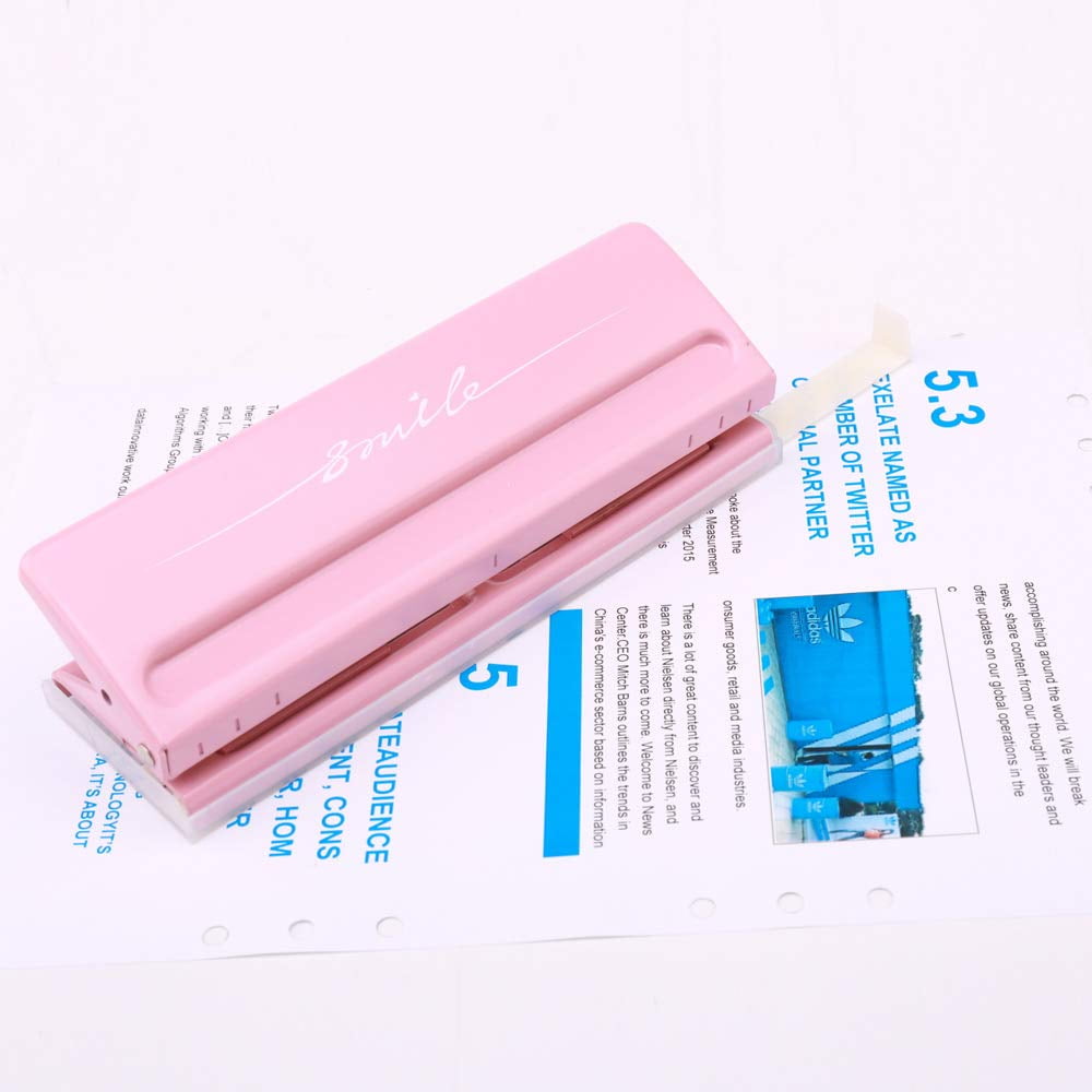 ABPETE Adjustable 6-Hole Desktop Punch, Puncher for A4 A5 A6 B7 Dairy Planner Organizer Six Ring Binder with 6 Sheet Capacity