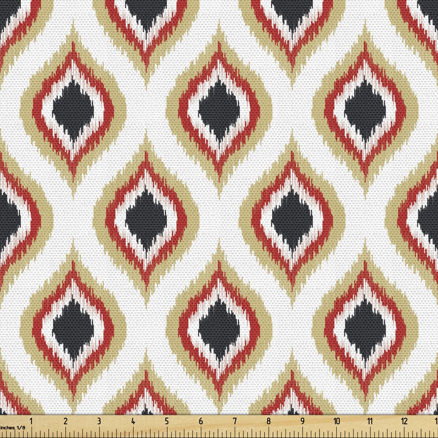 Vibrant Contemporary Abstract Geometric Ikat Stripe Cut Velvet Upholstery Fabric 