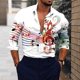 thumbnail image 3 of Camisas Para Hombre Manga Corta Hombres Casual 3D Impresión digital Ligero Transpirable Manga larga Solapa Camisa formal (Red, L), 3 of 4