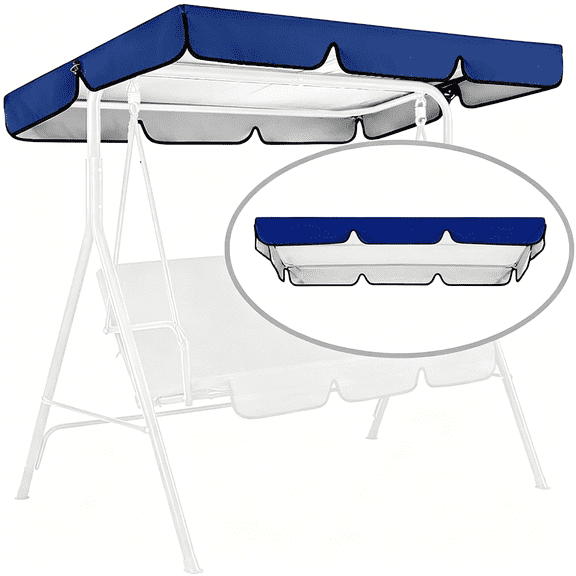 MISSMILE Swing Canopy Replacement for Outdoor Patio Swing Chair 2/3 Seater Waterproof Porch Swing Seat Canopy Cover Garden Hammock Top Cover for Seat Furniture,Canopy Only (Navy Blue,75×52×5.9 In)