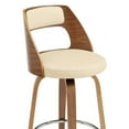 thumbnail image 6 of Axel 30" Swivel Bar Stool in Cream Faux Leather and Walnut Wood, 6 of 8