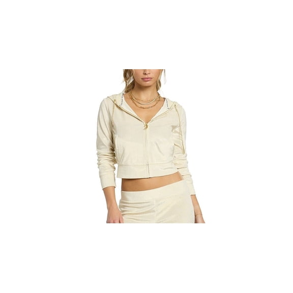 JUICY COUTURE Women's Studded-Back Velour Bling Cropped Jacket Gold $159 B4HP (Medium)