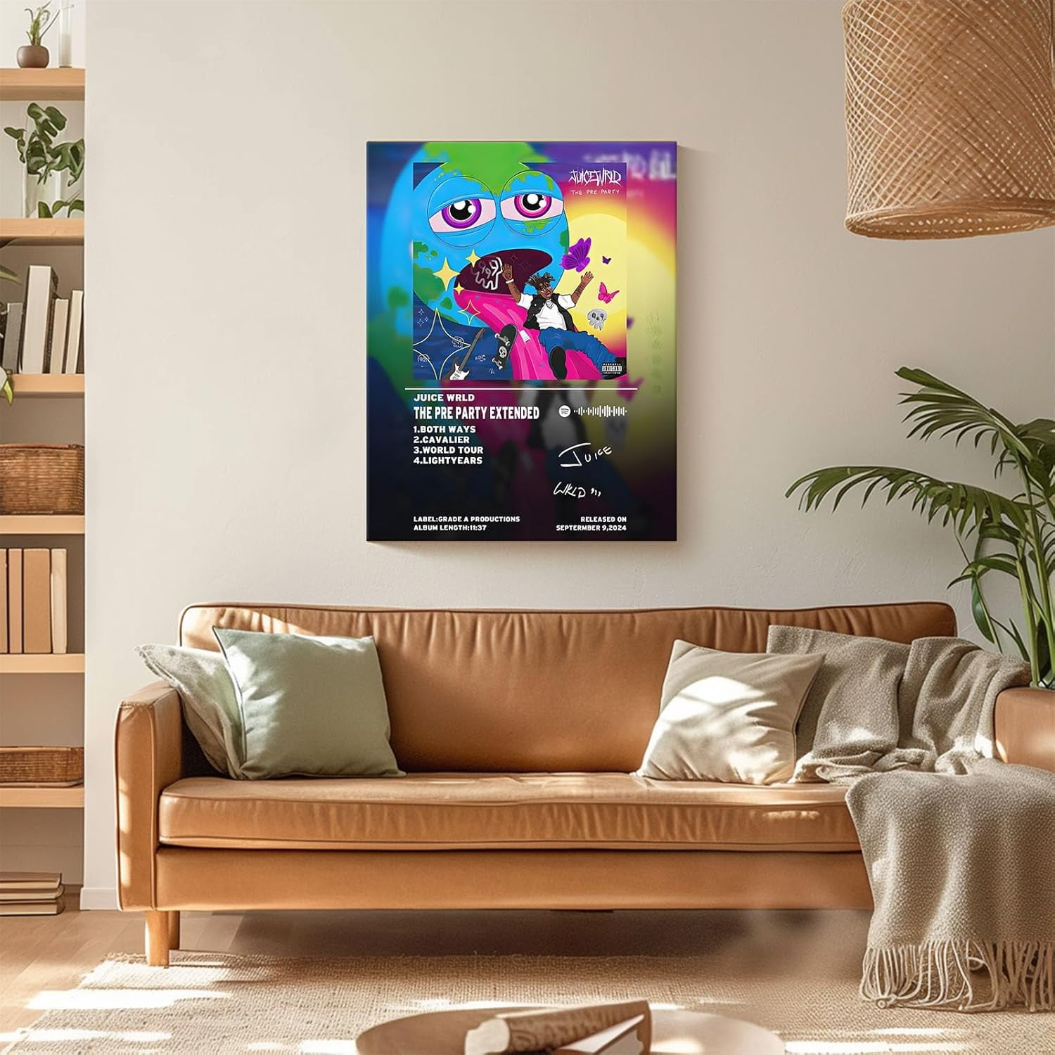 P&L Art Juice Wrld The Pre Party Extended Canvas Wall Art, Rapper Singer Album Cover and Poster Framed Print Art, Aesthetic Picture Print Art for Bedroom or Landscape Office Room Decor Gift 11x14inch