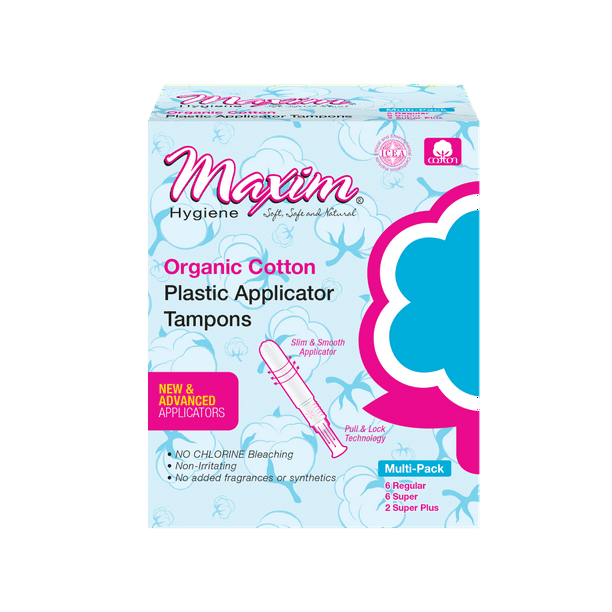 Maxim Organic Cotton Tampons, Plastic Applicator Tampon, Multipack