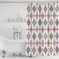 thumbnail image 3 of Boho Colorful Geometric Shower Curtain, Waterproof Shower Curtains for Bathroom, Modern Abstract Ethnic Rhombus Washable Fabric Bathtub Curtain Set Bath Decor with 12 Hooks Long 72"x84", 3 of 8