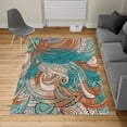 thumbnail image 2 of Abstract Turkish Area Rug, Ocean Inspired Graphic Paisley Pattern Swirled Hand Drawn Art Print, Soft Carpet for Living Room Decor with Distressed Look, 4' X 5.7', Burnt Orange, by Ambesonne, 2 of 4