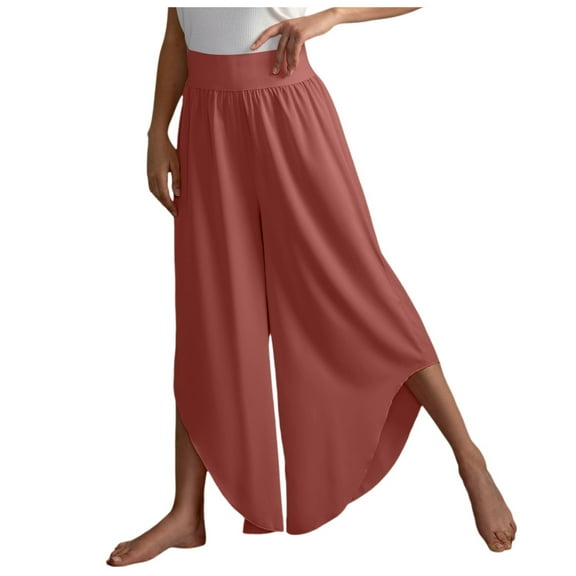 Lixiuxyad Women Drawstring Pants Women Wide Leg Pants High Waisted Yoga Pants Hippie Pants Boho Beach Plus Size Palazzo Pants Red