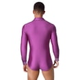 thumbnail image 2 of Zaldita Men's Samba Tango Latin Ballroom Dance Leotard V Neck Long Sleeve Glittery Bodysuit Top Purple XL, 2 of 7