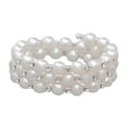 thumbnail image 3 of Women Elegant Crystal Artificial Pearl Rhinestone Stretch Sparkly Bracelet - White, 3 Row, 3 of 10