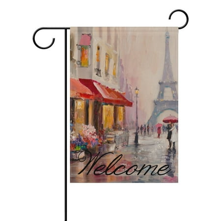 Outdoor Eiffel Tower POPCreation Oil Painting Paris Eiffel Tower Polyester Garden Flag Outdoor Flag Home Party Garden Decor 28x40 inches ()