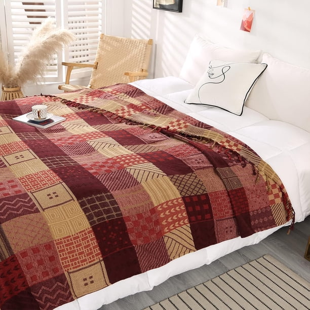 WOLTU Couverture de lit Patchwork, jeté de lit 240x260cm Couvre-lit