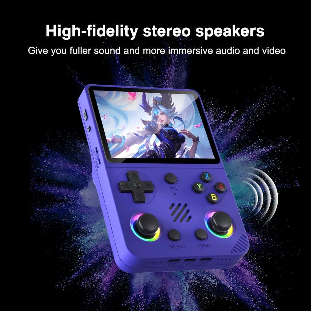 RG36 PRO Portable Game Console - Professional Chip, 64GB TF Card, 3.5-inch IPS HD Screen | Dual 3D Joysticks, RGB Lights, Ultra-Long Battery | Nostalgic Compact Design (Black/White/Purple) for