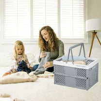 Foldable Storage Bins with Handles, Stackable Plastic Storage Containers with Lids, 12.2x9x8.2in Organizer Box for Closet, Laundry, Kitchen, Office, Bathroom