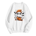 thumbnail image 4 of Yteetum Women's Halloween Sweatshirts Oversized Cute Ghost Graphic Print Crewneck Pullover Sweatshirts Tops Womens Casual Ghost Print Round Neck Loose Fits Long Sleeve Hoodless Sweatshirts Fall, 4 of 4