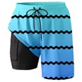 thumbnail image 4 of Men Swim Trunk Batik Gradient Stripes Quick-Dry Lightweight 2 In 1 4-Way Stretch Bathing Suit Sky Blue XL, 4 of 4