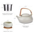 thumbnail image 6 of ZENS Japanese Teapot Set with Infuser, 27oz Modern Bentwood Handle Matte Ceramic Loose Leaf Tea Pot with 4 Cups & RattanCoasters for Gift, 6 of 6