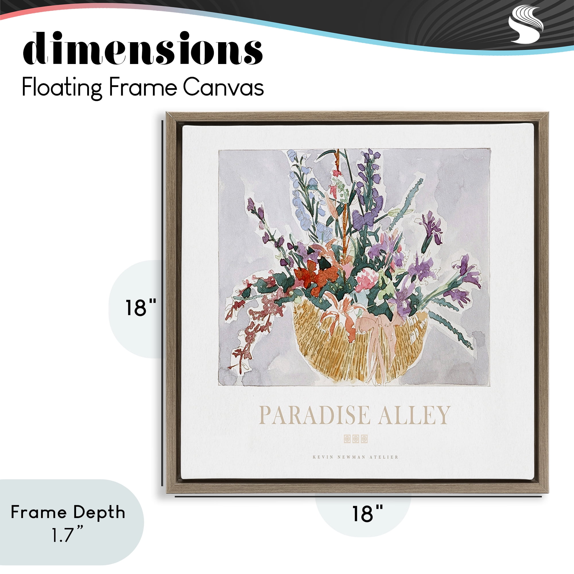 Stupell Industries Paradise Alley Basket of Flowers Brown Framed Floater Canvas Wall Art, design by Jadei Graphics