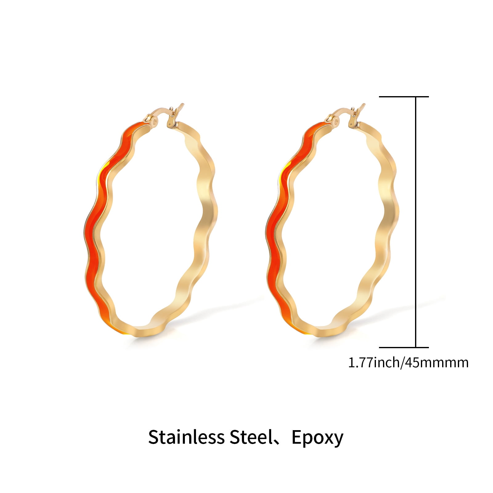 Lsnesstla Chunky Enamel Hoop Earrings for Women 18K Gold Plated Colorful Wave Earrings Jewelry  Gift for Girlfriend Wife