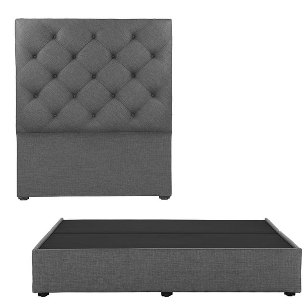 Box Base Cama King Size+ Cabecera Ikki Gris Oscuro