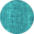 thumbnail image 1 of Ahgly Company Machine Washable Indoor Round Abstract Turquoise Blue Modern Area Rugs, 4' Round, 1 of 4