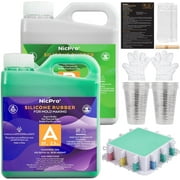 Nicpro 74oz Silicone Mold Making Kit, Platinum Liquid Silicone Rubber for Mold Maker, Translucent Flexible & Food Safe Mix Ratio 1:1 for Casting 3D Resins Molds DIY with Mold Housing, Mixing Cups