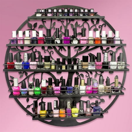 Iron Round 5 Tier Tree Shape Nail Polish Display Rack Wall Mounted Organizer