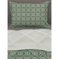 thumbnail image 3 of Abstract Comforter & Sham Bedding Set, Graphical Irregular Squares Grid Like Pattern Vintage Vibes, 3 pcs Duvet Set Microfiber Filling Quilt, 5 Sizes, Reseda Green Mustard, by Ambesonne, 3 of 4