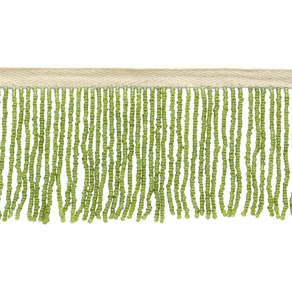 2 1/2" (6cm) Beautiful Handcrafted Beaded Fringe Trim with Sead Bead Design # B40684,, Citron Green #L60 (Dark Yellow Green) Sold By The Yard (36"/3 ft/0.9m)