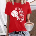 thumbnail image 2 of TSADFHJI Chandails Molletonnés Femmes Manches Longues Femmes Manches Courtes Col Rond Imprimé Baseball T-Shirt Imprimé Football Haut TG Rouge, 2 of 4