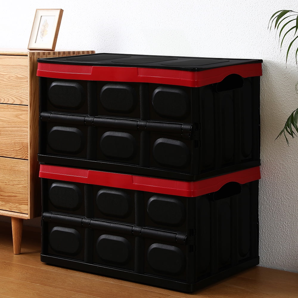 28" Collapsible Plastic Storage Box Durable Stackable Folding Utility