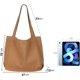thumbnail image 2 of Canvas Tote Bag for Women,Casual Shoulder Work Bag, Big Capacity Shopping Handbags with Interior Pocket(Brown), 2 of 4