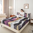 thumbnail image 4 of jejeloiu Modern Graffiti Geometric Queen Sheet Sets,Vintage Waves Lines Bed Set For Adults 4-Piece, 4 of 7