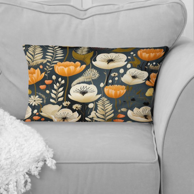 Designart "Modern Botanical Abstraction I" Midcentury Throw Pillow - Mid-Century Pillow For Couch - Insert And Pillows Covers For Living Room Decor