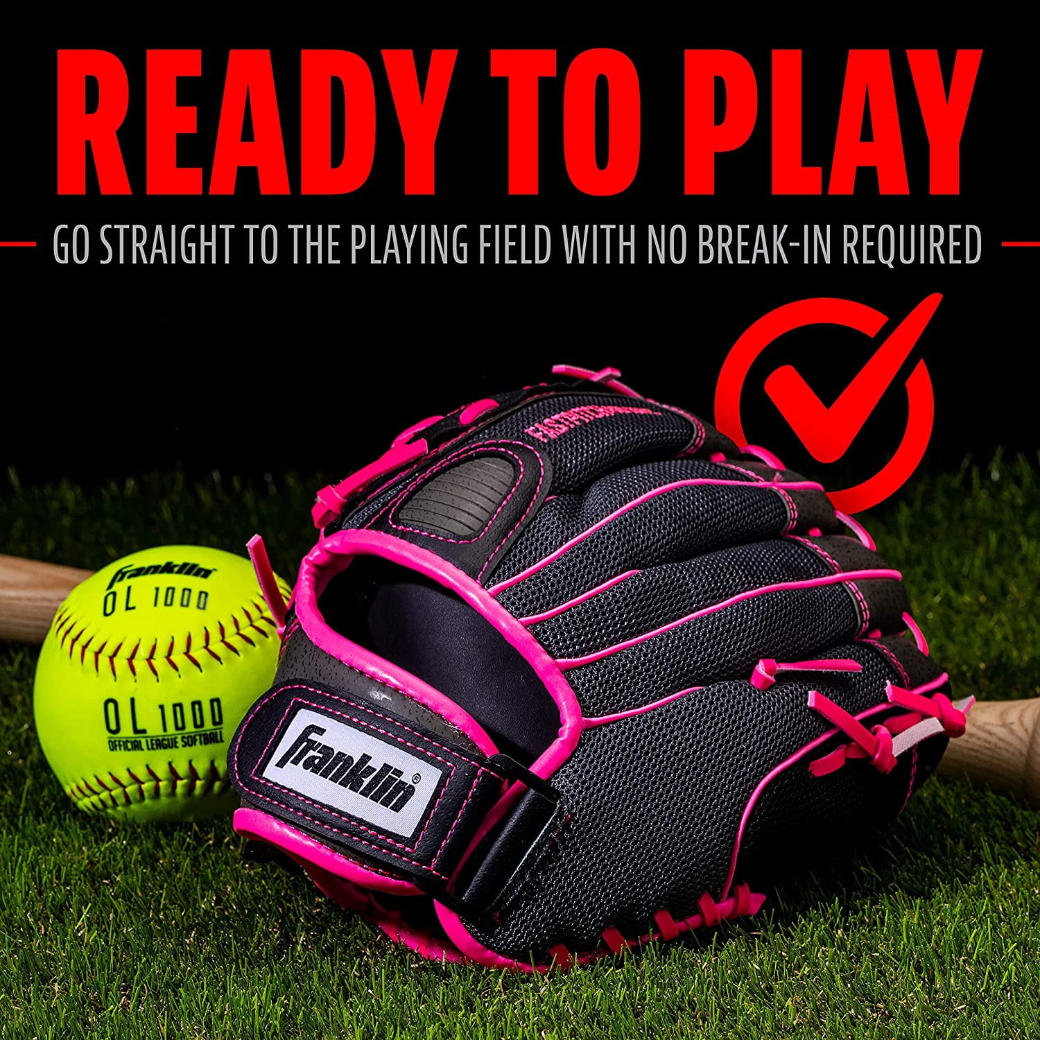 Franklin Sports Fastpitch Pro Softball Glove, 11 in, Pink, Left Hand Throw