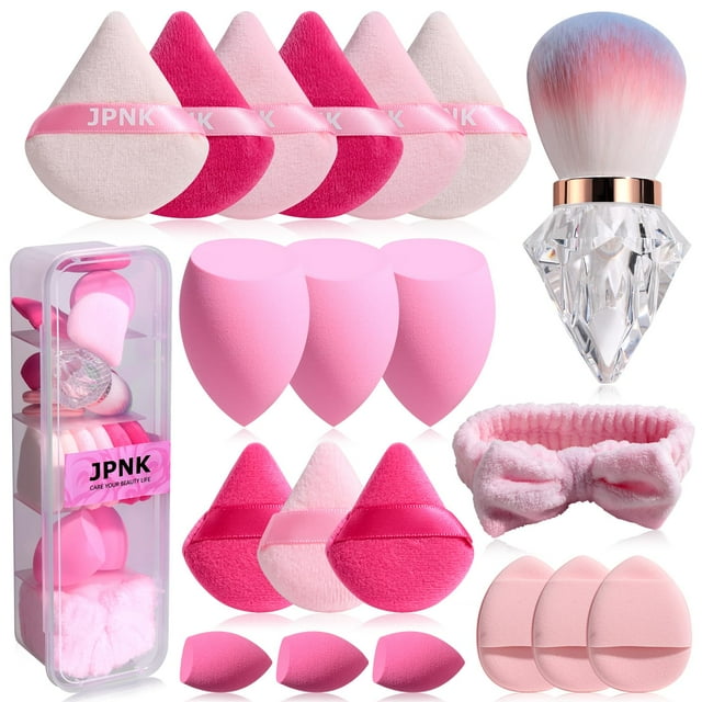 Juego de esponjas de maquillaje JPNK, 20 unidades, con brocha para polvos