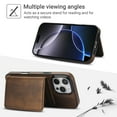 thumbnail image 3 of for iPhone 15 Pro Case, Compatible with MagSafe, Detachable Magnetic Wallet Case with PU Leather Kickstand Card Slots Shockproof Protection 2 In 1 Function Case for iPhone 15 Pro, Brown, 3 of 8