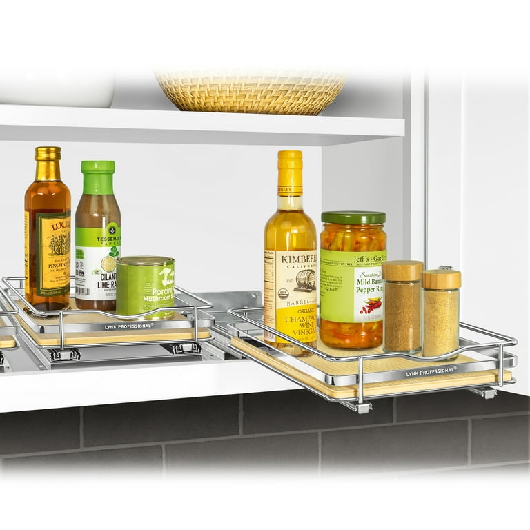 LYNK PROFESSIONAL 4-1/4 Wide Double Pull Out Spice Rack Organizer for  Cabinet, Slide Out Shelf, Chrome 