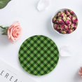 thumbnail image 3 of RYLABLUE Green Black Check Plaid Set of 4 Round Coaster for Drinks, Absorbent Ceramic Stone Coasters Cup Mat with Cork Base for Home Kitchen Room Coffee Table Bar Decor, 3 of 5