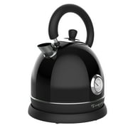 Culinary Chef 1.8 Quart 1,500-Watt Retro Porcelain Electric Water Kettle with Thermometer, Black