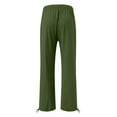 thumbnail image 4 of Dpytoraw Womens Daily Mid Waist Pockets Elastic Waist Solid Loose Pants Casual Long Trousers Pull-On Casual Pants Women Green XXXL, 4 of 4