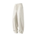 thumbnail image 4 of Mens Big & Tall Harem Pants Casual Elastic Waist Drawstring Baggy Hippie Trousers Cotton Linen Beach Boho Yoga Pants Size M-5XL White-A, 4 of 6