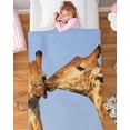 thumbnail image 5 of Baby Blankets Fleece Plush Throw Fuzzy Lightweight Super Soft Microfiber Flannel Blankets for Toddler and Kids Receiving Blankets Luxurious Warm and Cozy Giraffe Being Kissed Animal Print 30"x40", 5 of 6