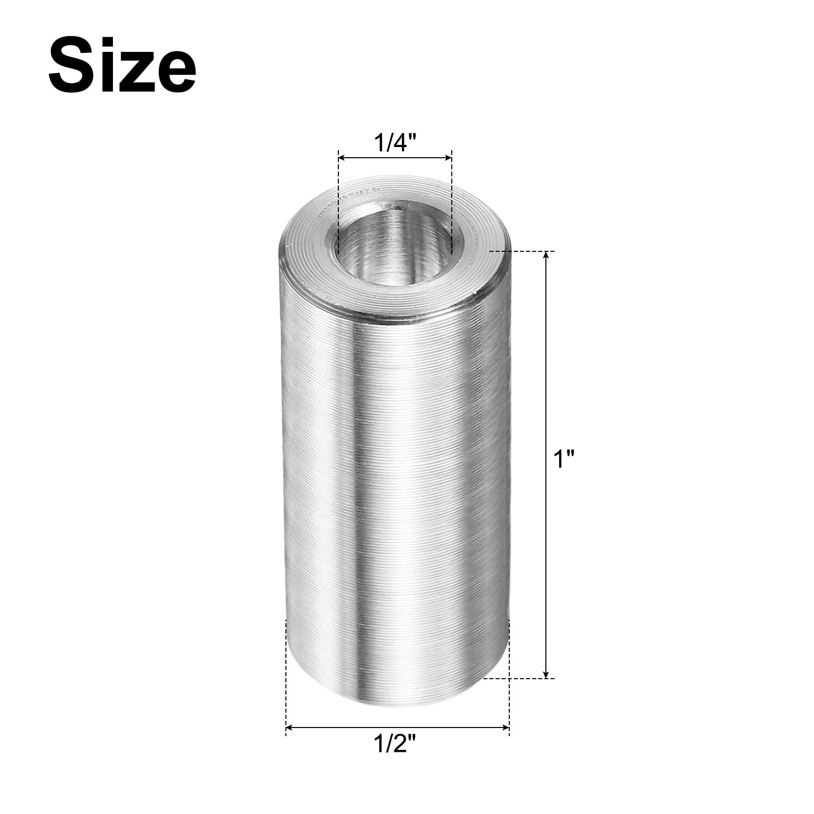 25 Packs Stainless Steel Spacer 1/4" Bore x 1/2" OD x 1" Length