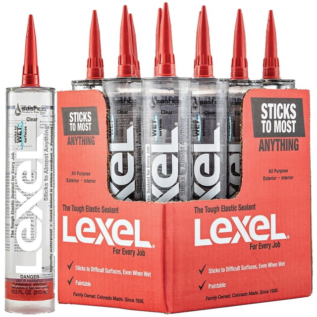 Sashco Lexel, sellador adhesivo Sealants, transparente, 310 ml (paquete de 12)