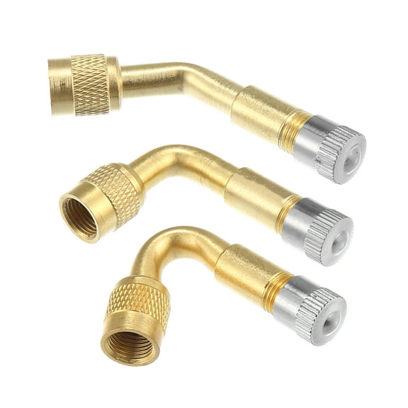 3pcs 45 90 135 Degree Tire Valve Air Tyre Valve Stem Extenders with Dust Cap Snap in Universal Gold Tone
