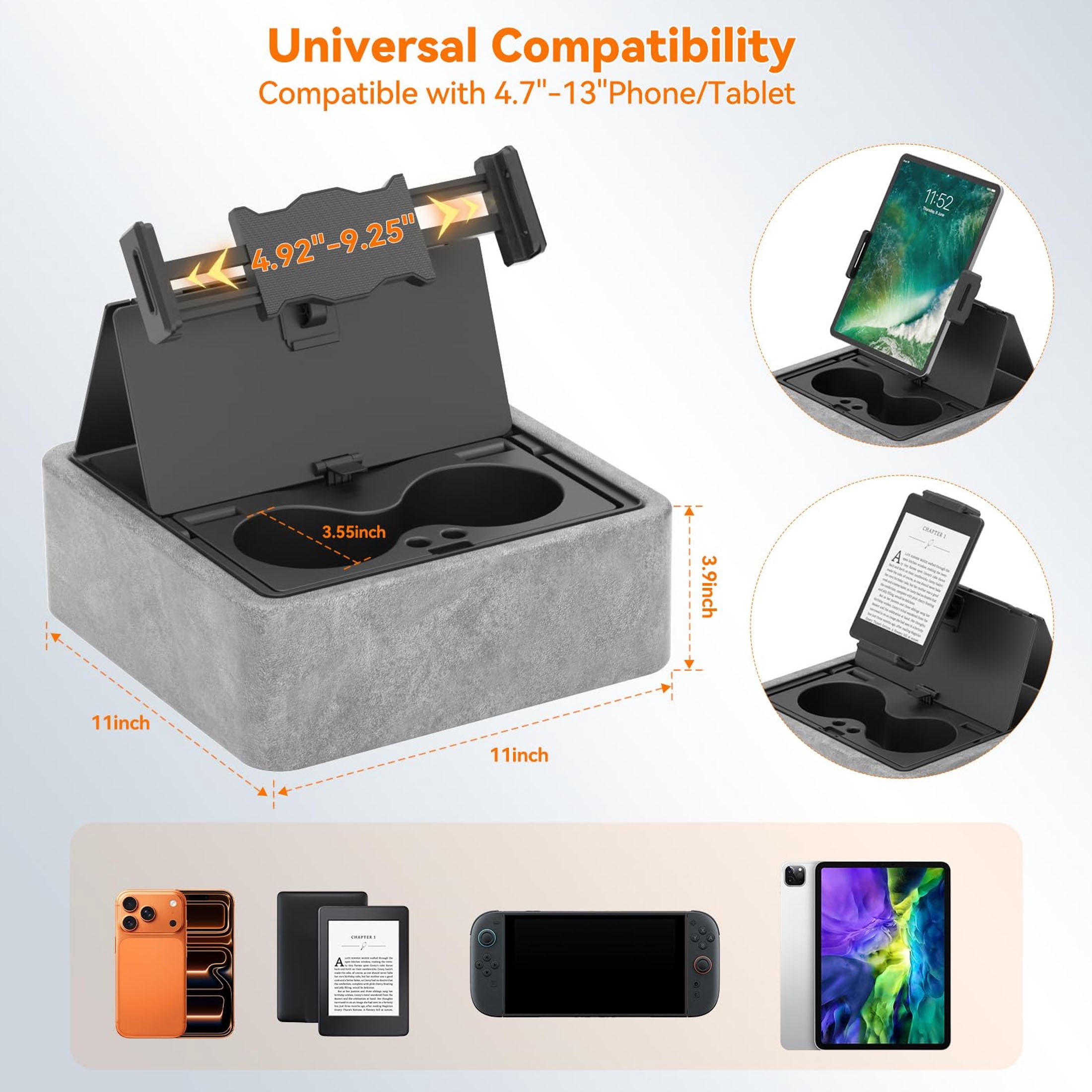 KDD Tablet Pillow Stand, iPad Tablet Stand 4.7'' to 12.9'' Foldable Adjustable 360°Rotating for Desk Bed Couch and Lap