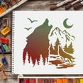 thumbnail image 6 of Forest Wolf Stencils Template 11.8x11.8 inch Plastic Forest Mountain Moon Patttern Stencils Reusable Wildlife Animal Stencils Create DIY Wolf Crafts and Decor for Wood Wall Home Decor, 6 of 9