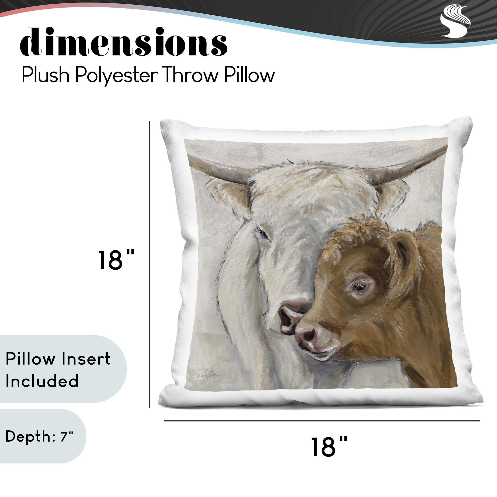 Stupell Industries Highland Cow & Calf Contrasts Decorative Printed Throw Pillow, design by Lee Keller