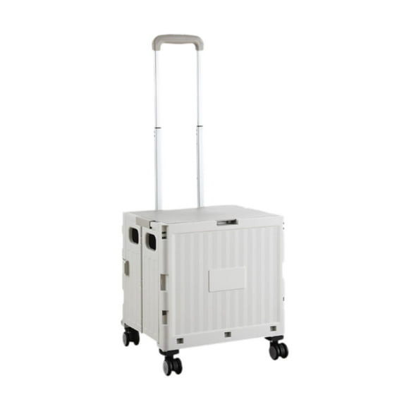 Carrito pequeño, carrito pequeño, silencioso, con asa telescópica, caja rodante sólida, carrito plegable para comestibles, viajes, campamentos Gris