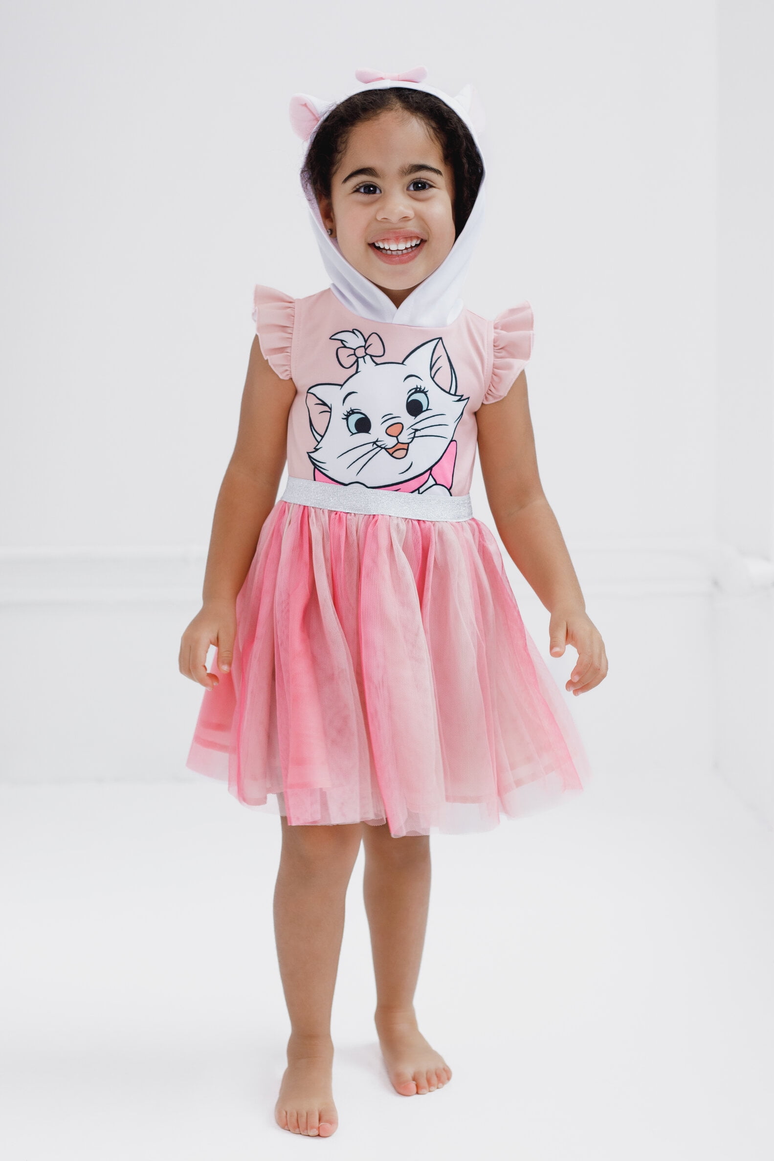 Disney The Aristocats Toddler Girls' Cosplay Hooded Dress Marie Pink White